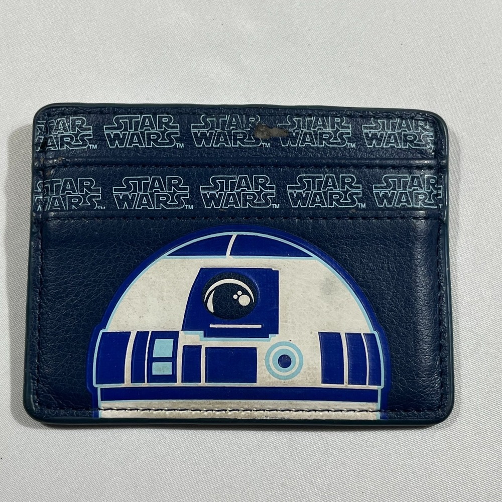 Star Wars R2-D2 Card Holder Wallet Slim Navy Blue Faux Leather Cardholder